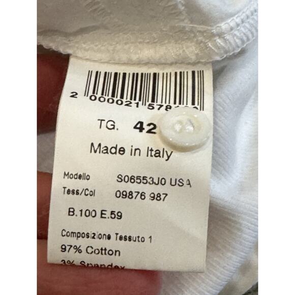 Peserico Tricot Poplin Short Sleeve White Shirt Blue Collar 42 US Medium Ribbed - Picture 6 of 11